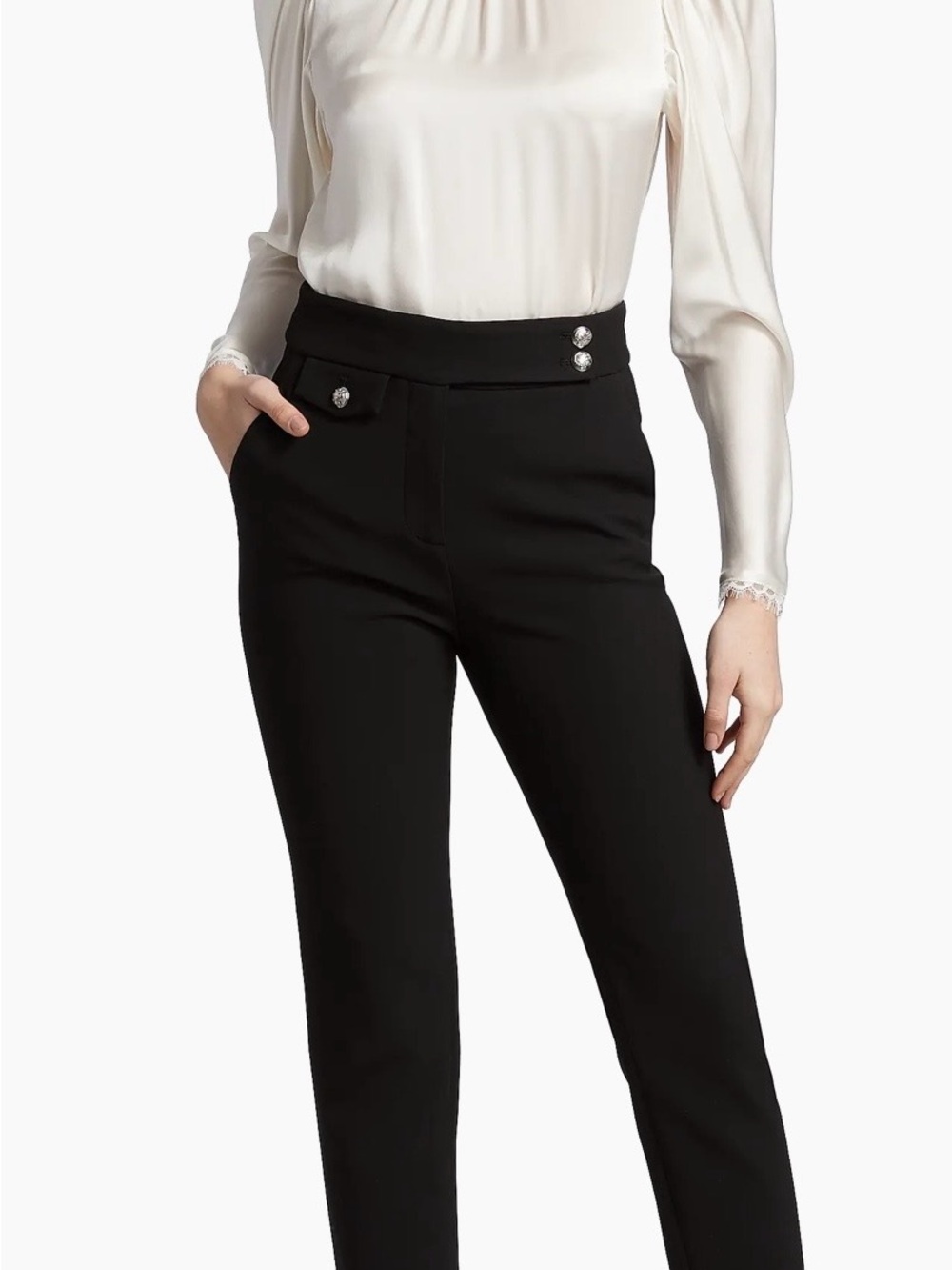 Veronica Beard High-Waist Black Straight-Leg Pants